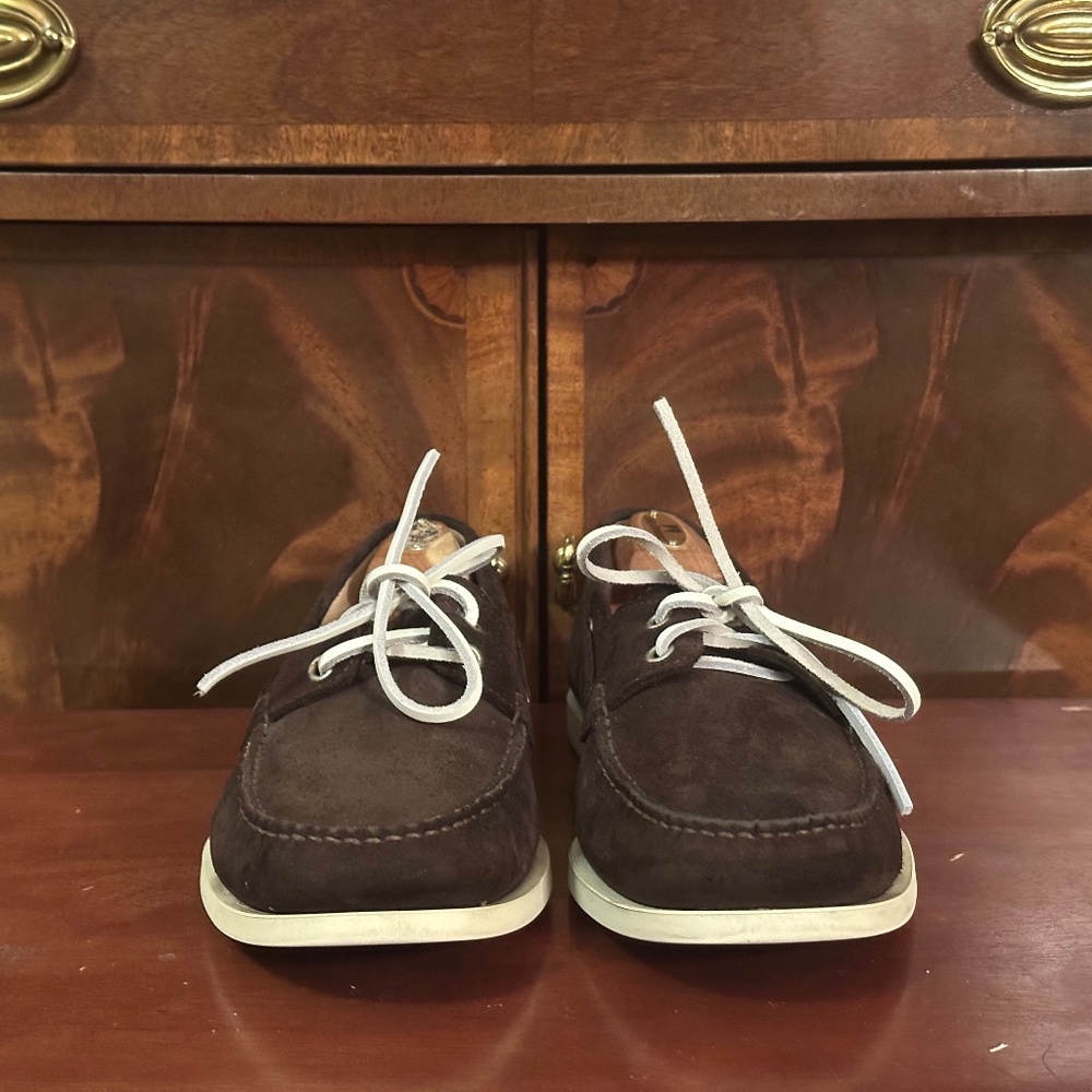 Lardini Dark Cigar Brown Suede  Moccasin Deck Shoes